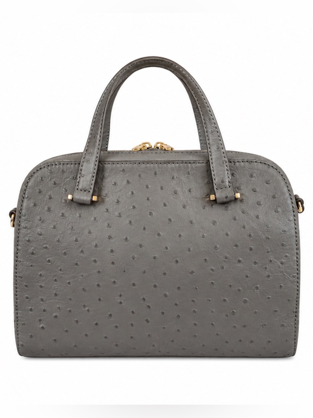 KATE SPADE New York Gray Ostrich-Embossed Leather Dome Satchel Crossbody Bag - Picture 3 of 16